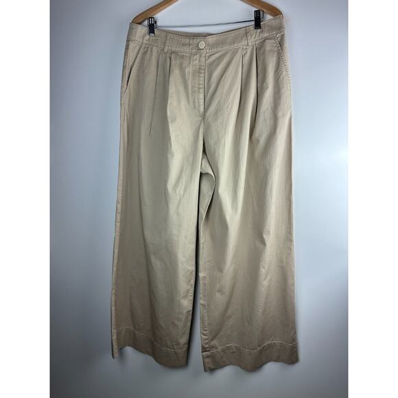 NWT LOFT 2024 Poplin Super Wide Leg Pants Toasted Beige Tan Khaki Womens Size 14 - Picture 10 of 11